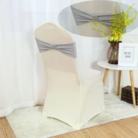 50pcs white lycra chair band ivory black single layer spandex chair sashes with net buckle good quality for wedding ev
