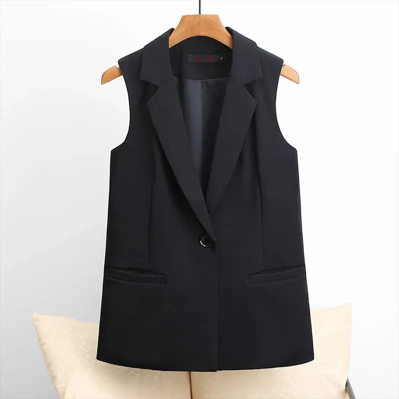 

Женский демисезонный жилет, новинка 2023, женский корейский Блейзер, пальто без рукавов, женский модный костюм, куртка без рукавов