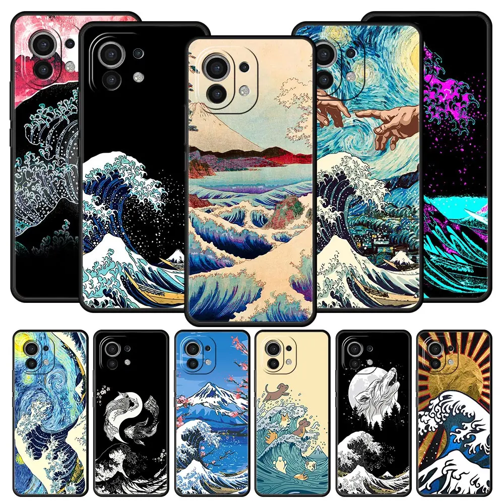 

Golden Great Wave Kanagawa Surf Case For Xiaomi Poco X4 X3 NFC F3 F4 M3 M4 Mi Note 12T 10 12 11 Ultra 11T Pro 10T Lite 9T Cover