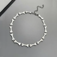 silver bone pendant necklace women men chain stainless steel choker fashion charm necklace valentine jewelry for women girls