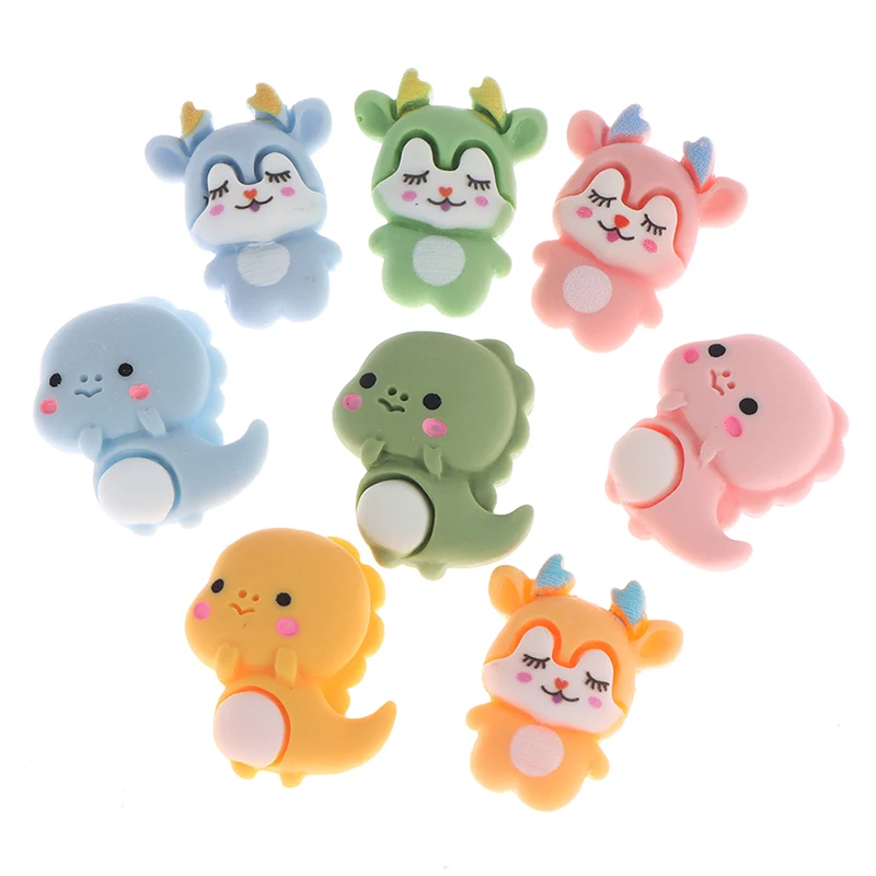 

12PCS Hand Painted Resin Kawaii Mix Colorful Cute Pet Dinosaurs Flatback Stone Scrapbook DIY Decor Home Figurine Crafts