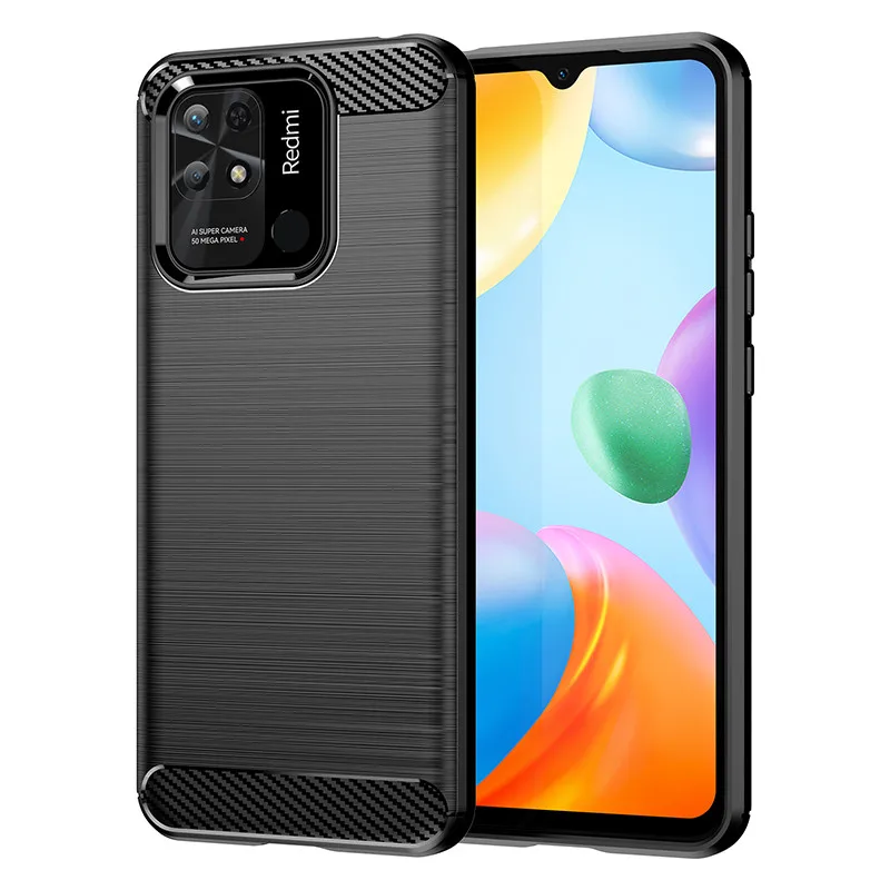 For Xiaomi POCO C40 Case POCO C40 Cover 6.71 Inch Shockproof Carbon Fiber Soft Silicone Back Bumper For POCO C40 Fundas
