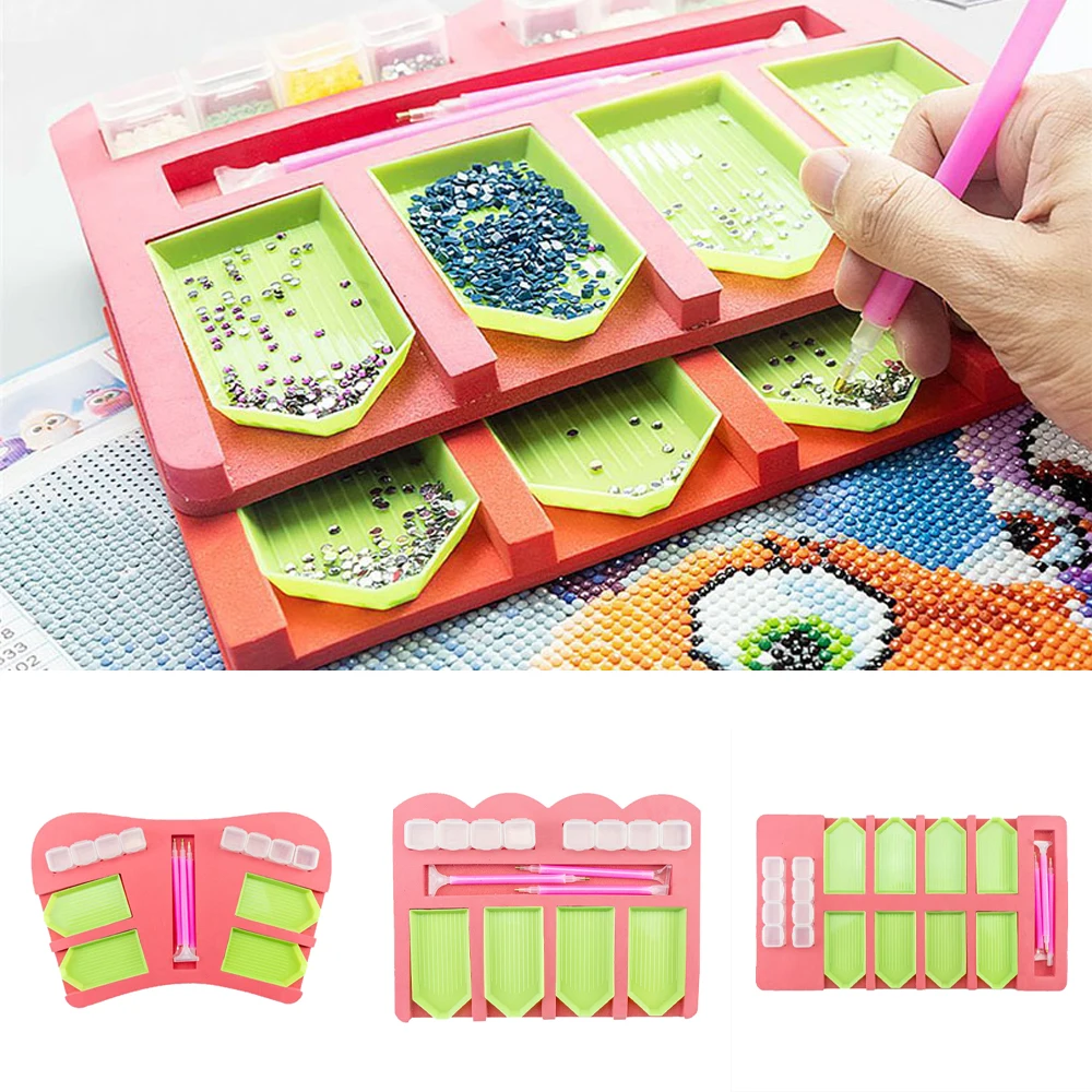 

Multi-function Diamond Painting Tray Holder DIY Diamond Embroidery Tool Storage Tray Drill Pen Organizer Storage Box DIY Craft