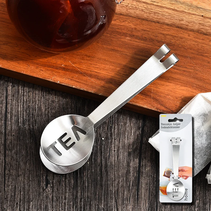 Description Picture 3 of itemReusable Stainless Steel Tea Bag Tongs Teabag Squeezer Strainer Holder Grip Metal Spoon Mini Sugar Clip Tea Leaf Strainer