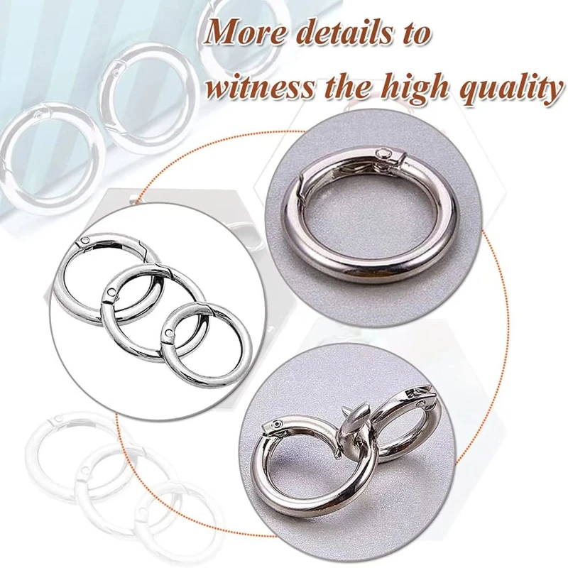 

N58F 16 Pcs Spring O Ring Alloy Round Buckle Diy Accessories Spring Key Rings 4 Sizes Hook Buckles for Bags Wallets Handbags