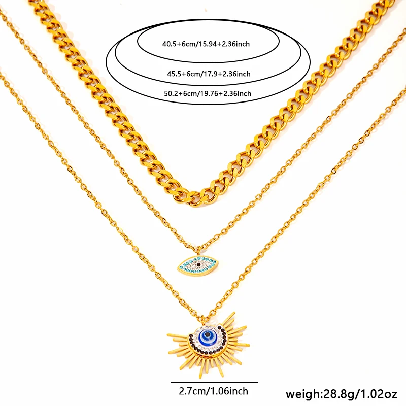 Двухслойное Ожерелье ENSHIR Из Нержавеющей Стали 316L С Подвесками В Виде Глаз Сердца