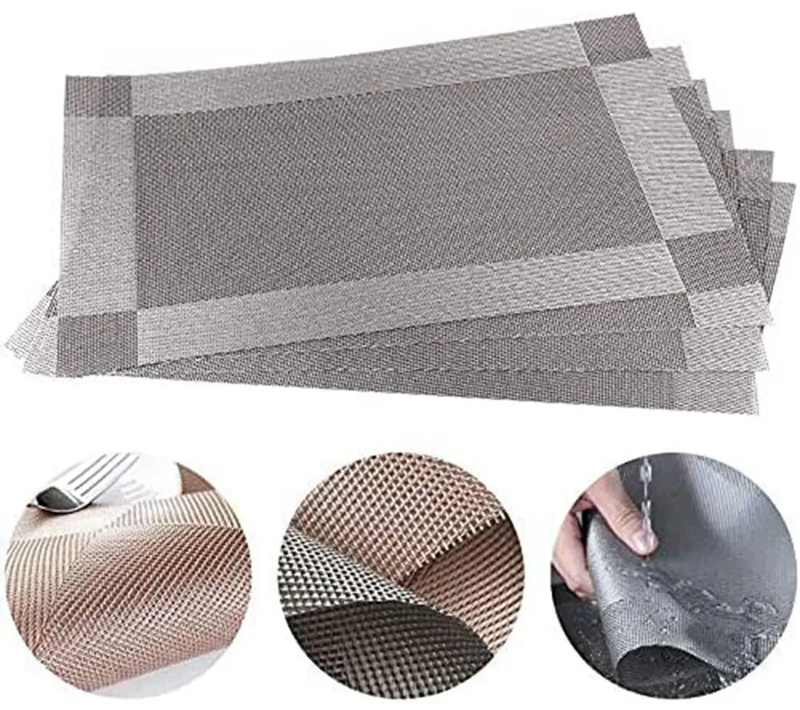 

Set of 4 Placemats Non-Slip Heat Insulation Dining Table Place Mats Portable