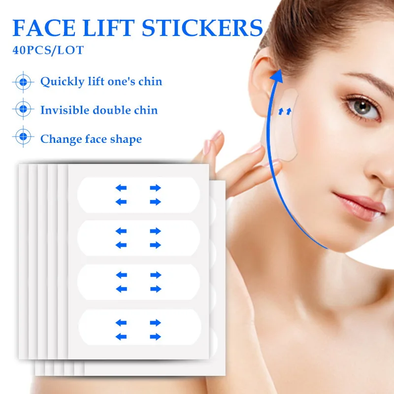 40pcs V Shape Face Slimming Sticker Chin Adhesive Lift Up Tape Makeup Face Lift