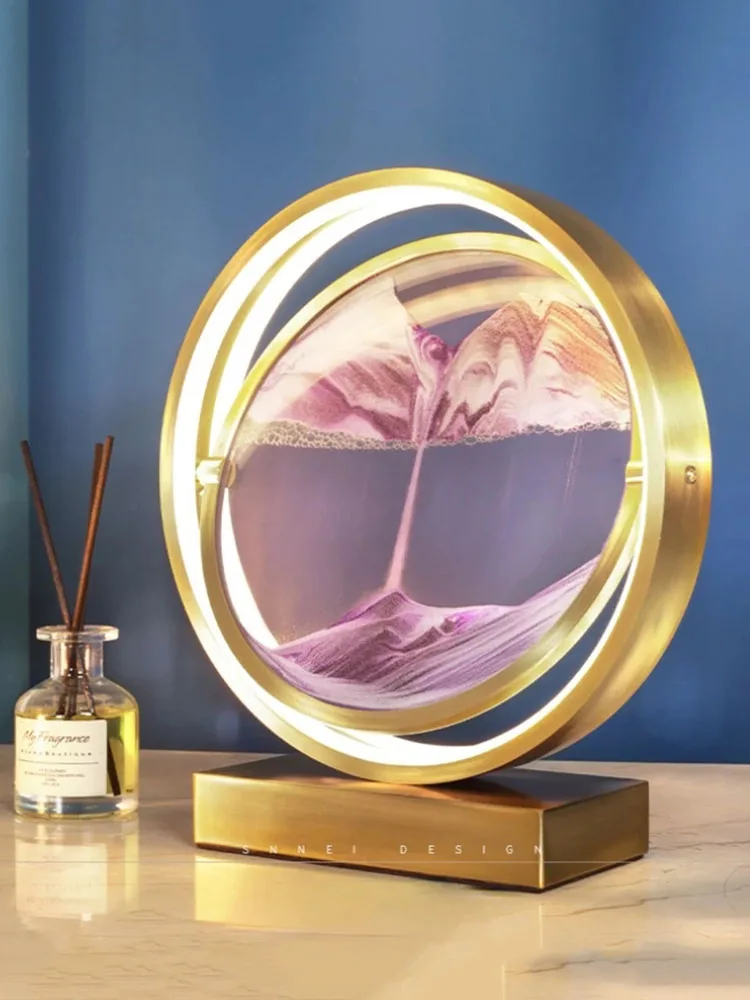 

LED Quicksand Painting Hourglass Art Unique Decorative Night Light Glass Hourglass Sand Paintings Table Lamp Bedroom Decoration