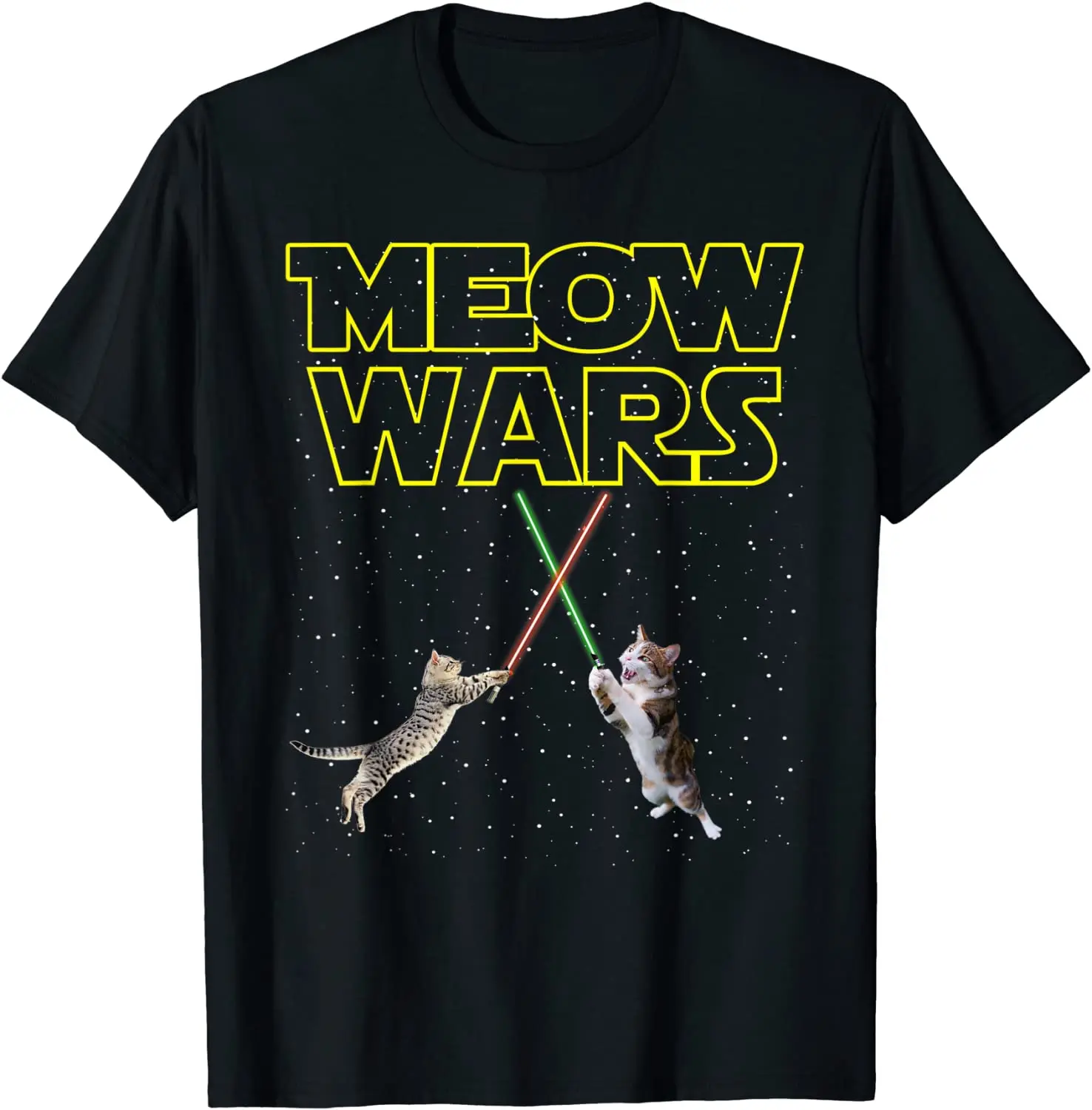 

Meow Wars Cat Shirt Funny Gifts for Cats Lovers Cotton T-Shirts T-Shirt Cotton Men T Shirts Normal Top