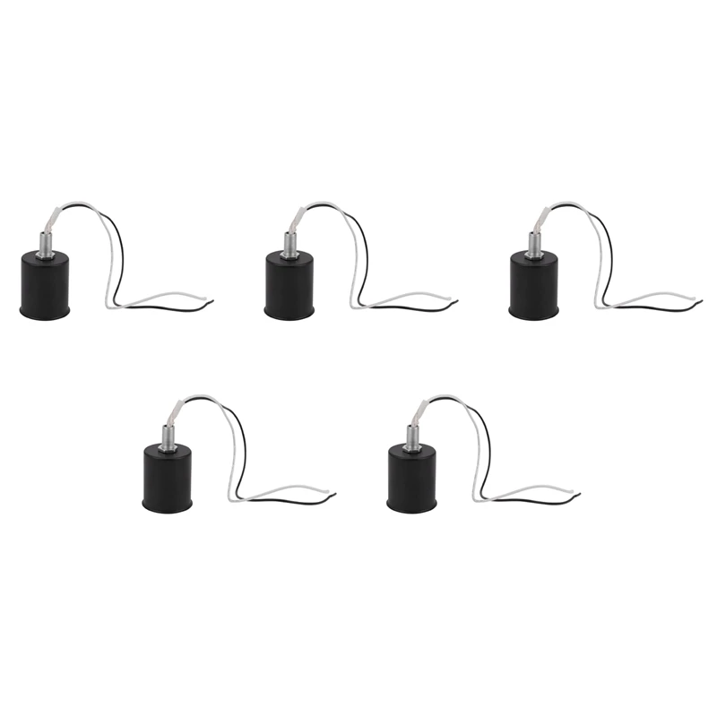 

5X E27 Ceramic Screw Base Round LED Light Bulb Lamp Socket Holder Adapter Metal Lamp Holder With Wire Black