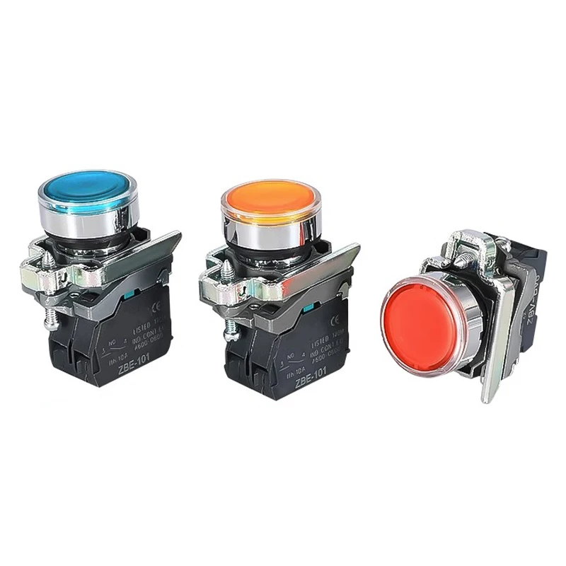 

XB4BW34B1C 33B1C round flat head button with light start stop normally open normally closed self-reset switch