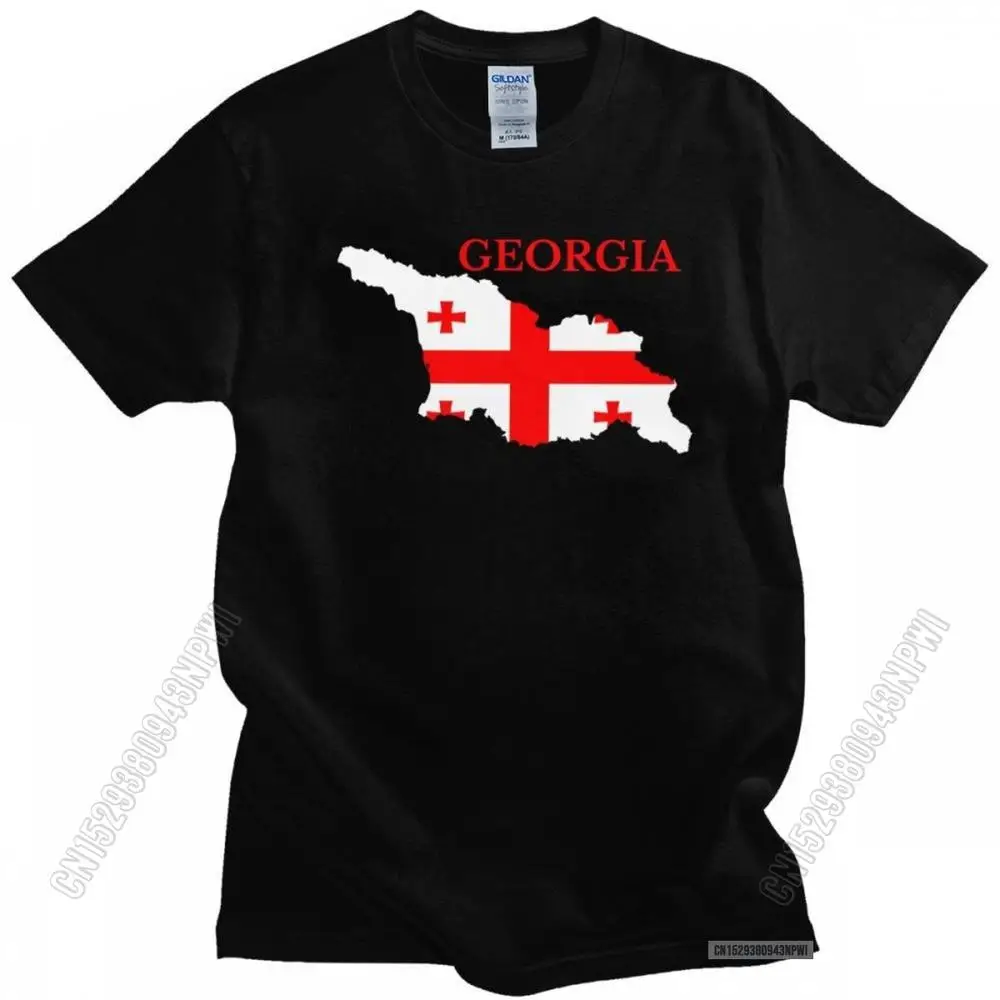 

Urban Georgia Flag Map T Shirt Men O-Neck Printed Georgian Patriotic Tee Loose Fit Cotton T-Shirt Merchandise