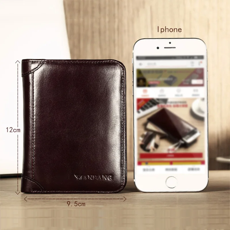 Male Genuine Leather Wallets Men Wallet Credit Business Card Holders Vintage Brown Leather Wallet Purses High Quality Purse