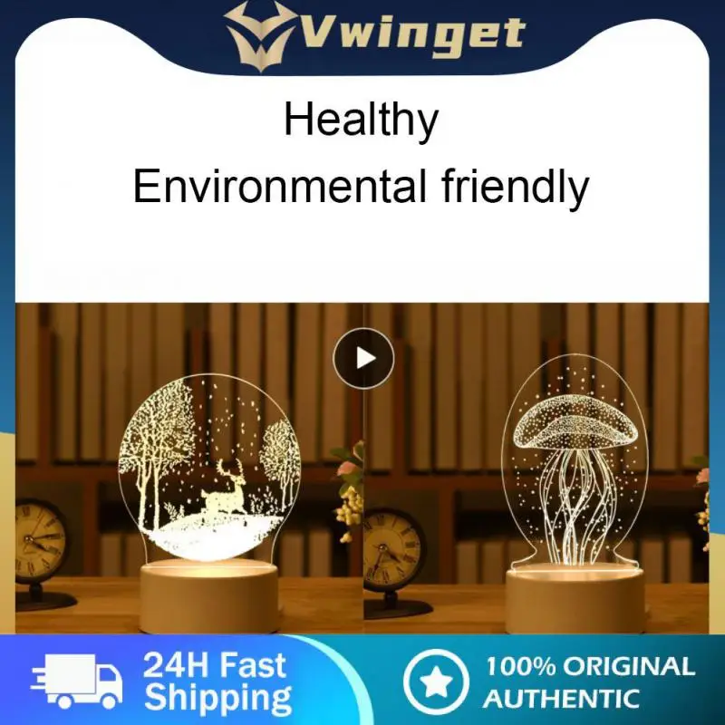 

1 шт. романтическая 3D акриловая Светодиодная лампа для дома, Детская ночник, настольная лампа, декор для дня рождения, прикроватный столик для Дня Святого Валентина