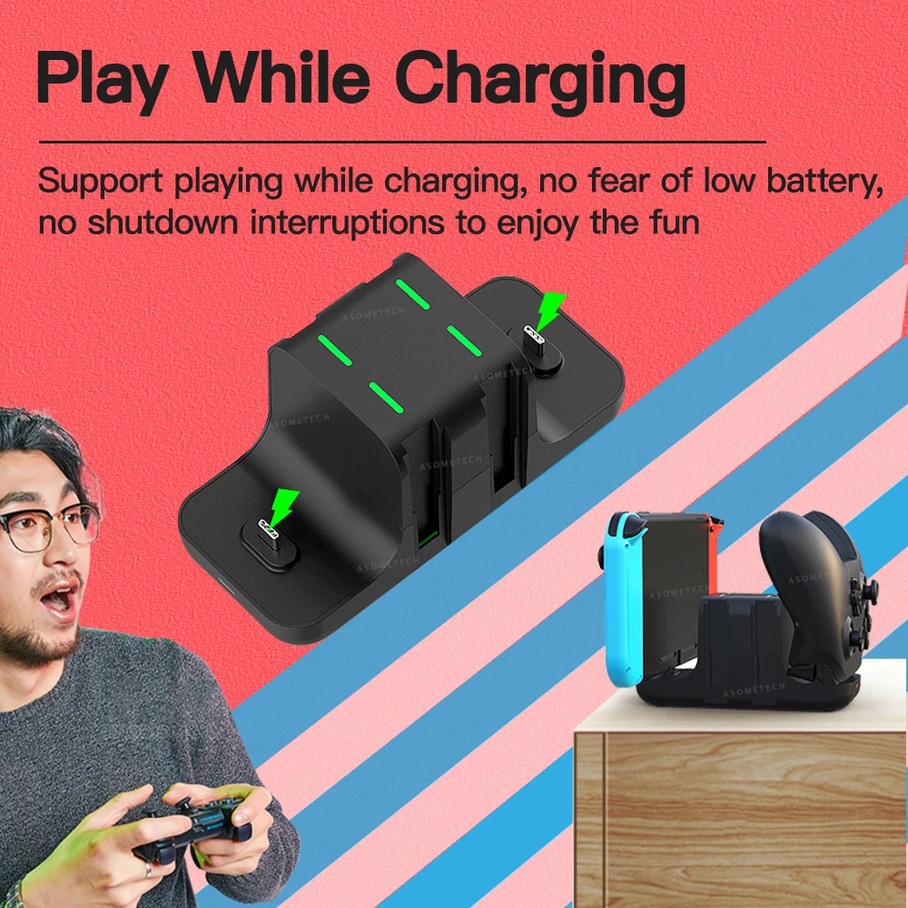 6 в 1 зарядная док-станция для Nintendo Switch джойстик Joy-con зарядное устройство DC5V/2A
