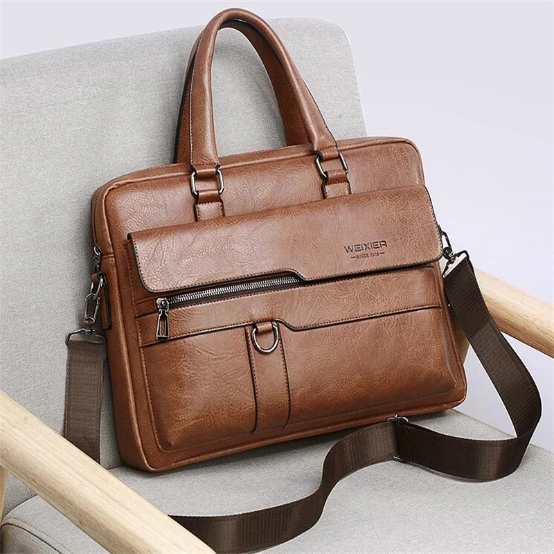 Men Briefcase Bag for Shoulder Bags Designer Tote Leather Luxury Brand Men's Business Travel Bag A4 Document Organizer handbag