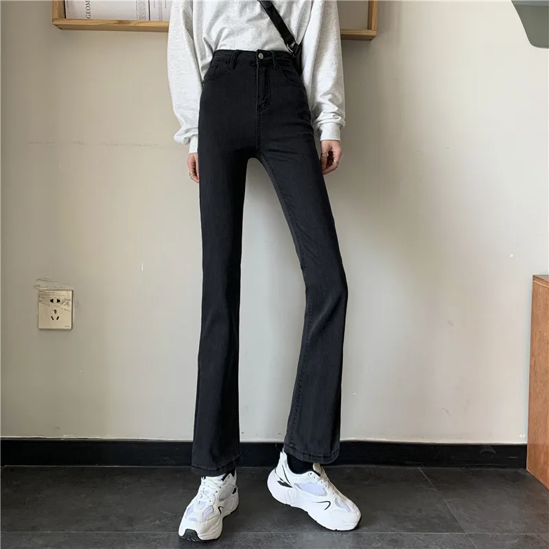 

DD3140 New Slit Micro Flare Jeans High Waist Design Skinny Pants Jeans