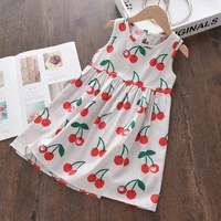 cute cartoon printed dress girls sleeveless fresh fruit pattern multicolor vacation style childrens clothing baby girl clothes
