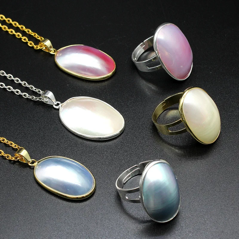 Овальный кулон в виде ракушки Mabe для женщин ожерелье сделай сам натуральный