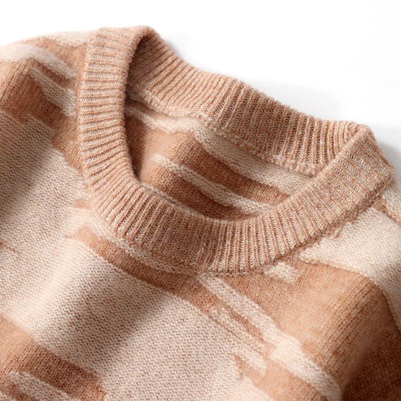 Мужской пуловер из 100% мериносовой шерсти на осень и зиму свободный контрастный