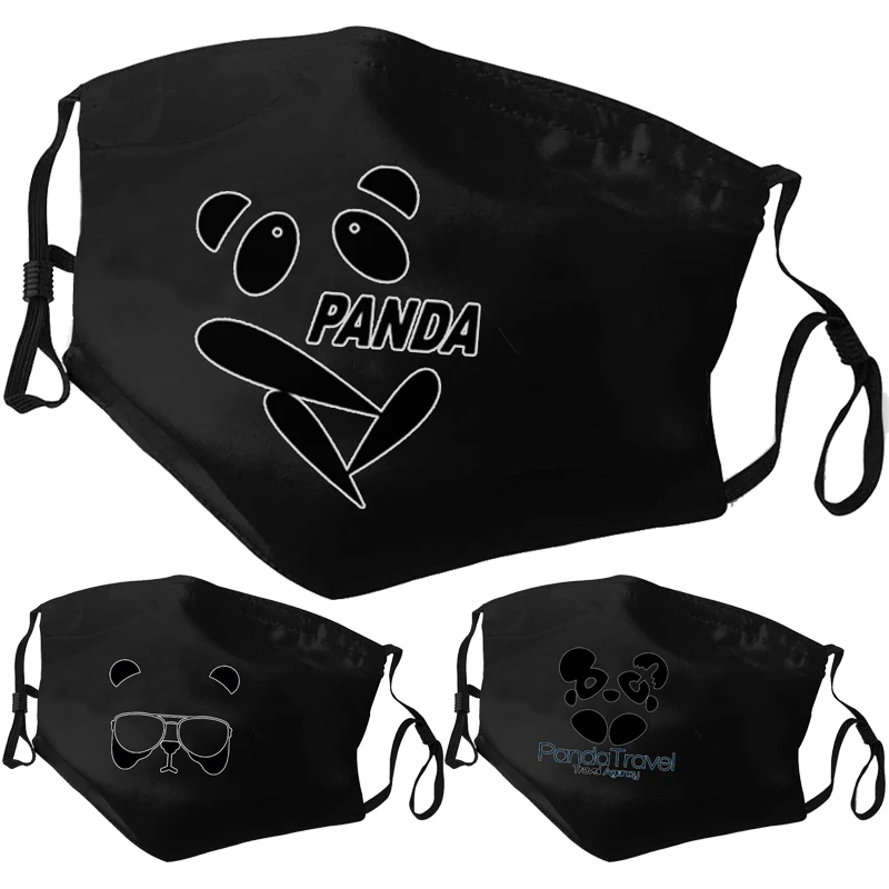 

Four seasons riding mask filter element European fashion cotton mask panda print can add filter can be washed reusable dust mask
