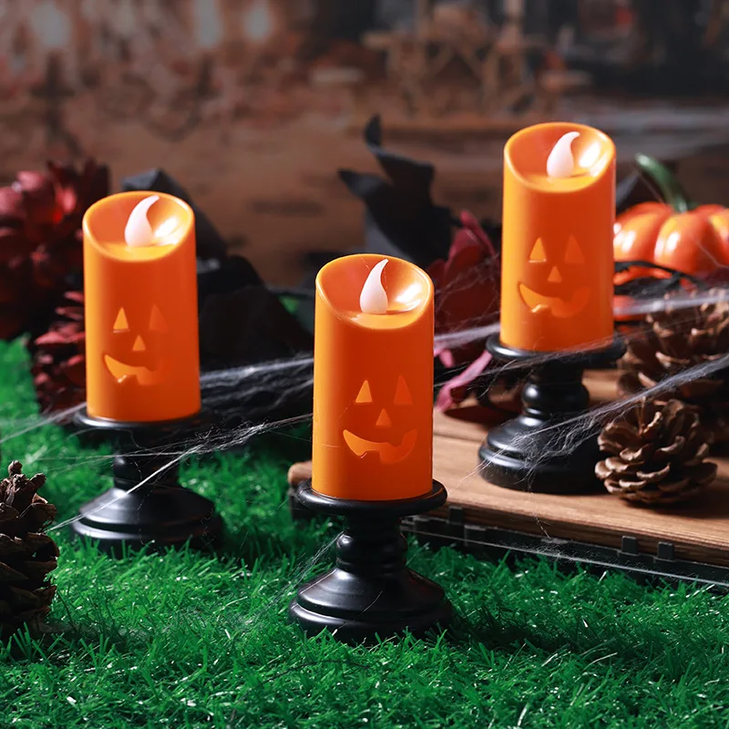 

Halloween Candle Light LED Candlestick Lamp Ornaments Props Happy Halloween Party Props Pumpkin Candle Colorful Light Decoration