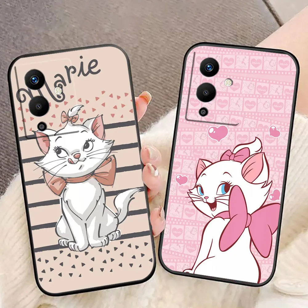Чехол для телефона Disney Bow Marie с милым котом Infinix TECNO POP SPARK GO SMART 5 6 7 8 9 CAMON 15 16 17 20 20C 30C Pro