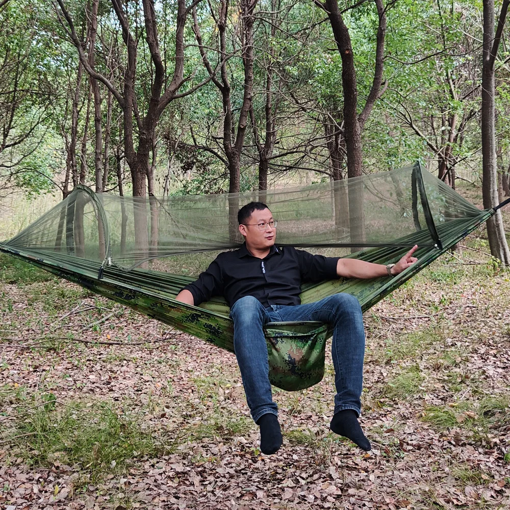 

New Portable Automatic Camping Hammock with Mosquito Net Folding Multi Use Hammock Swing for Outdoor Camping