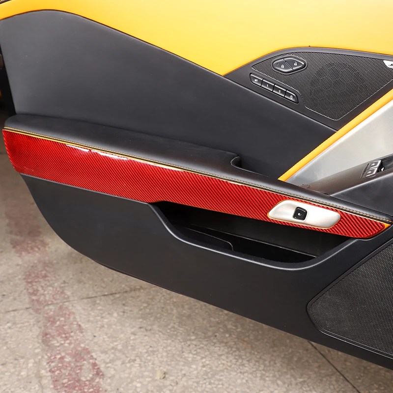 Для Chevrolet Corvette C7 2014-2019 мягкое углеродное волокно внутренняя дверная ручка панель