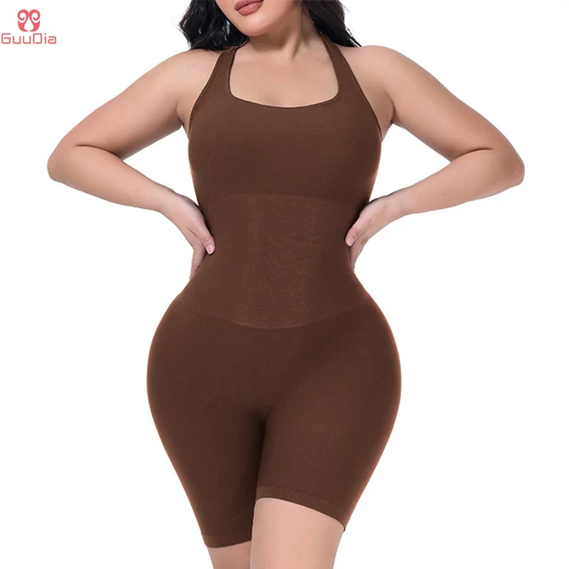 Утягивающее белье GUUDIA с лямкой на шее живот сплошное боди цельный утягивающий