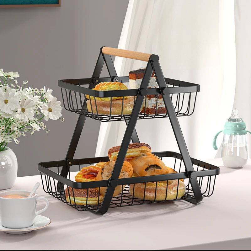 

Stand Basket Organizadores Wire Metal Vegetables Storage Bread Kitchen Rack Basket For Storing Accessories Organizer Fruit New