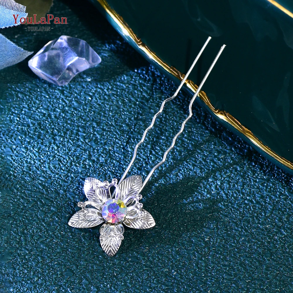 YouLaPan серебряный цвет сплава цветок заколки для волос невесты женщин украшения