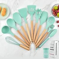 silicone kitchen utensils set non stick cookware kitchen wooden handle shovel egg beater kitchenware kitchen accessories