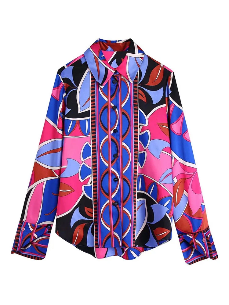 

Chic Floral Print Collar Regular Sleeve Button Winter