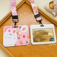 cartoon animal card cover slide card holder cover printed card case hanging neck type student bus card cover cute creative ins
