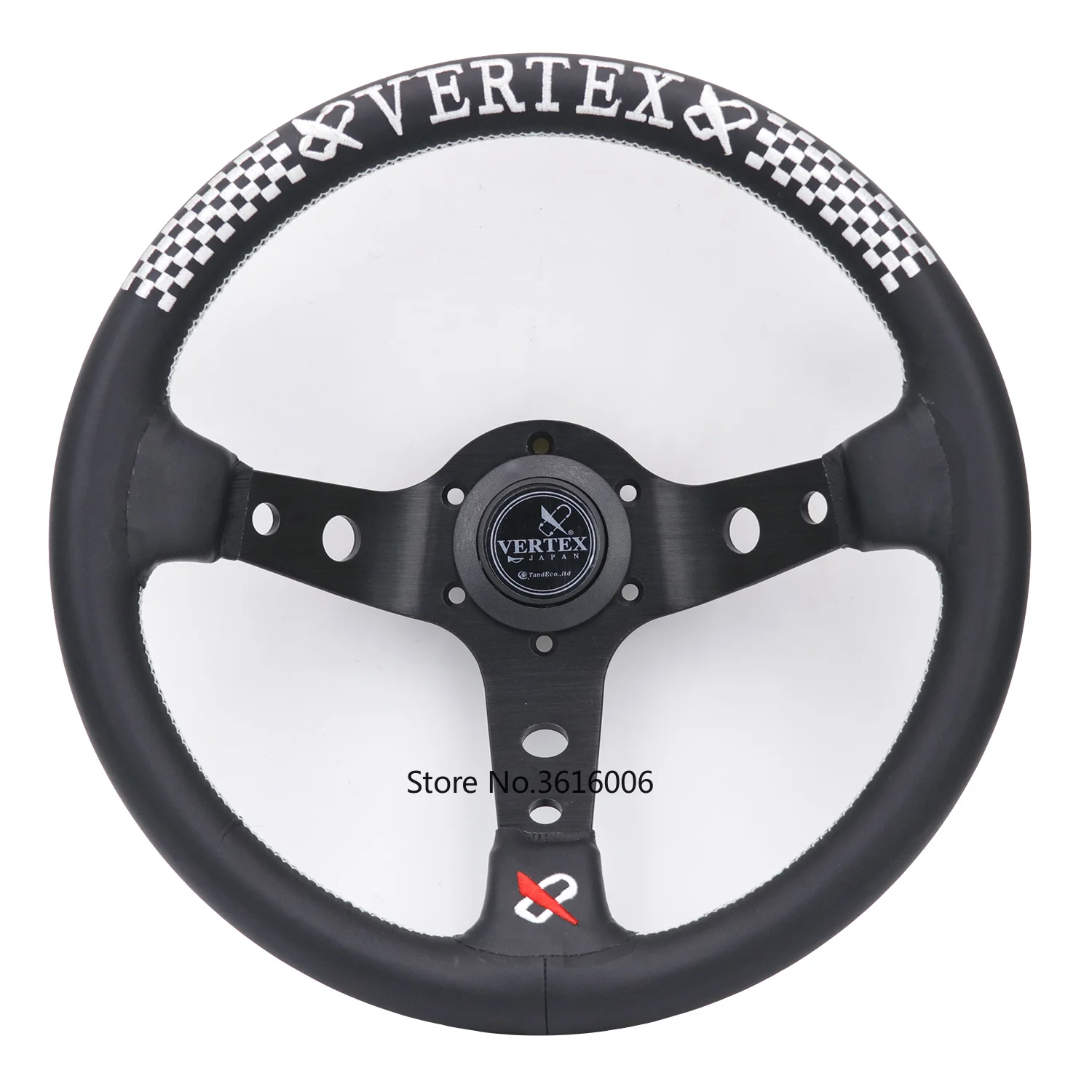 

VERTEX 13inch jdm Racing Black Genuine Leather Drift Steering Wheel