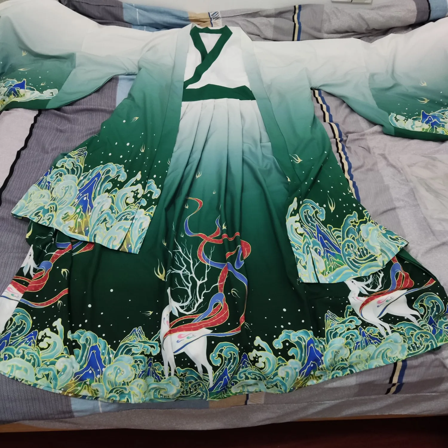 Ancient Kimono Green Hanfu Dress Summer Tang Embroidery Chinese Style Traditional Cosplay Skirt Suit Dresses Costume Clothes |