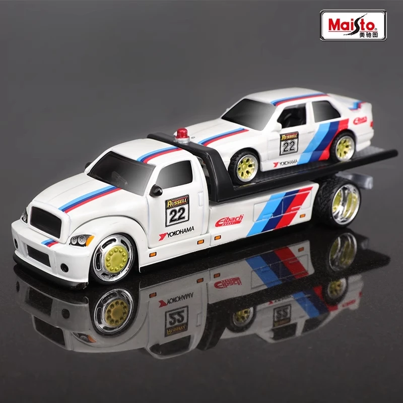 

Maisto 1:64 FLATBED/1988 BMW M3 E30 1965 FORD MUSTANG Elite Transport Die-casting Car Model Collection Gift Toy