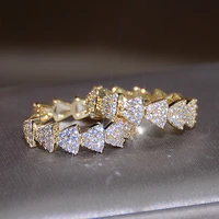 luxury classic micro setting zircon triangular crystal hoop earrings gold color geometric earrings for women statement jewelry