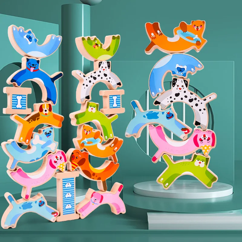 

Wooden Animal Stacker Preschool Educational Kit Nesting Puzzle Blocks Educational Toys for Kids Baby Toddlers for Boys Girls