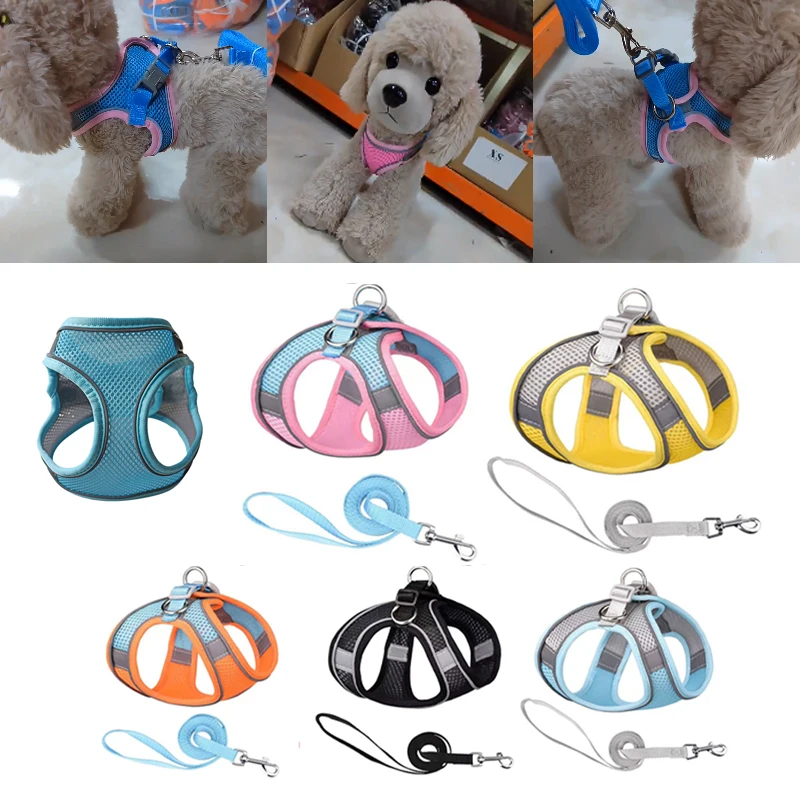 

Ошейники для кошек, веревка для собак, жилет для груди, одежда для домашних животных, светоотражающие Дышащие Регулируемые уличные товары д...