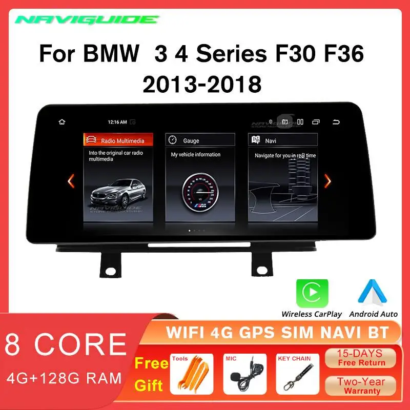 NAVIGUIDE 12 3 &quotAndroid Radio samochodowe Nawigacja multimedialna GPS 4G + 128G Do BMW serii 4 F30 F31 F32 F33 F34 F35 F36 Carplay