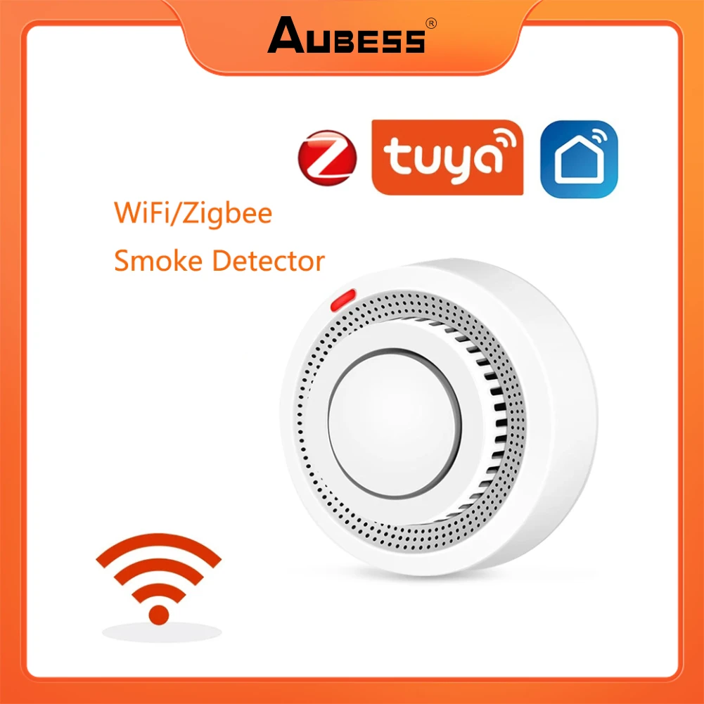 

Wifi/Zigbee Tuya Smart Smoke Detector Sensor 80DB Alarm Fire Smoke Detector Wifi Fire Protection Home Security Alarm Smart Life