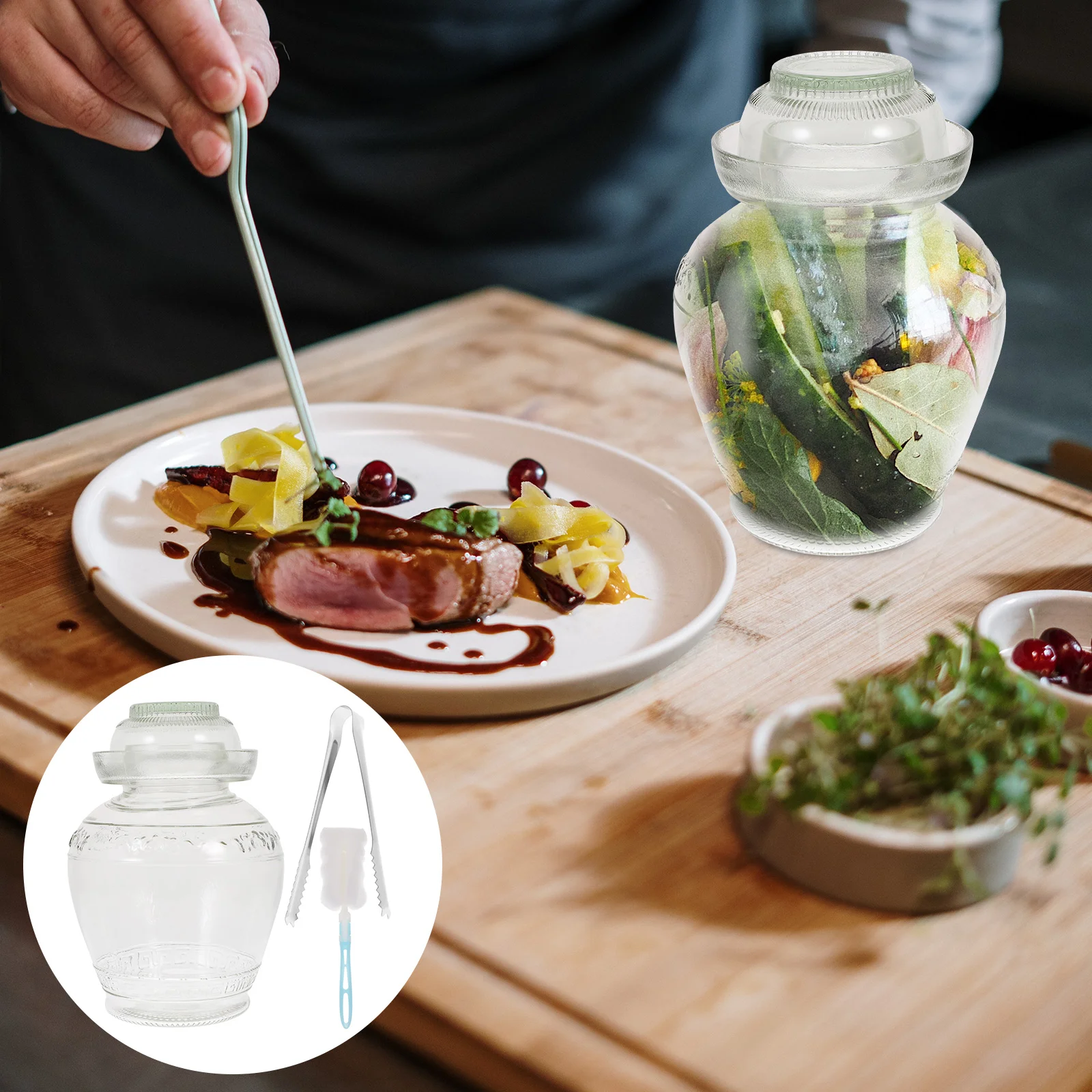 

Glass Pickle Sealed Container Household Transparent Storage Kitchen Restaurant Home Large Capacity