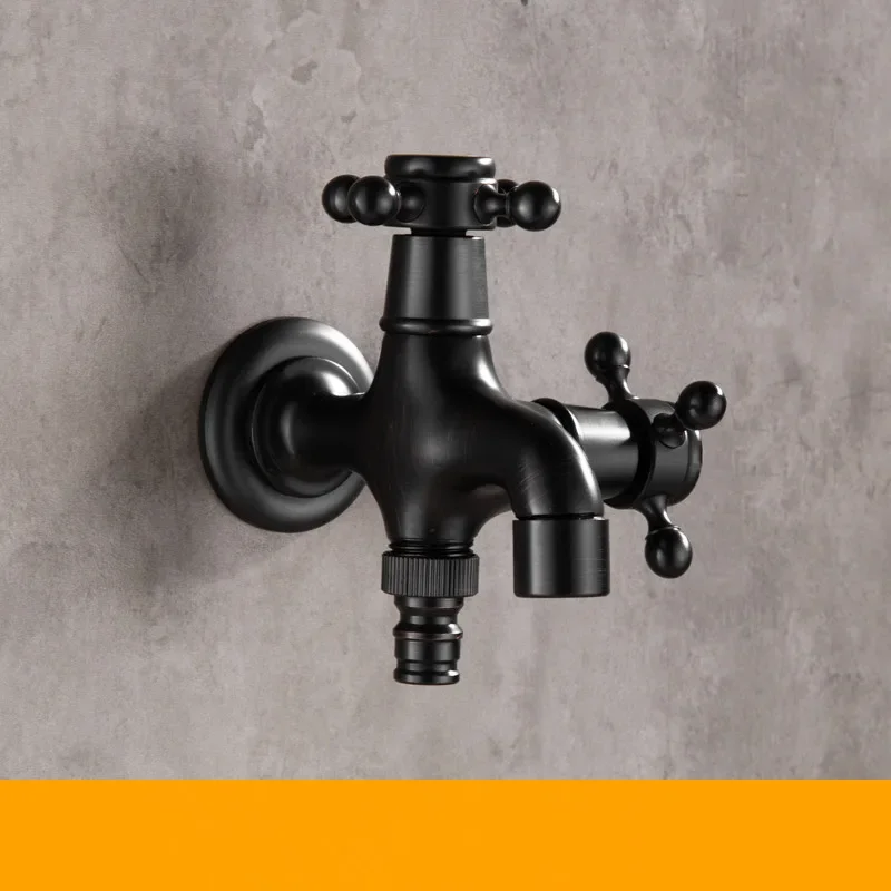 

Смеситель ZGRK латунный черный для стиральной машины, смеситель для швабры, угловой смеситель для унитаза, смеситель для сада и улицы, двойное использование