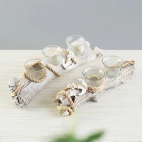 mediterranean style home candle cup resin imitation rot wood creative candle holder candle holder romantic birthday decoration