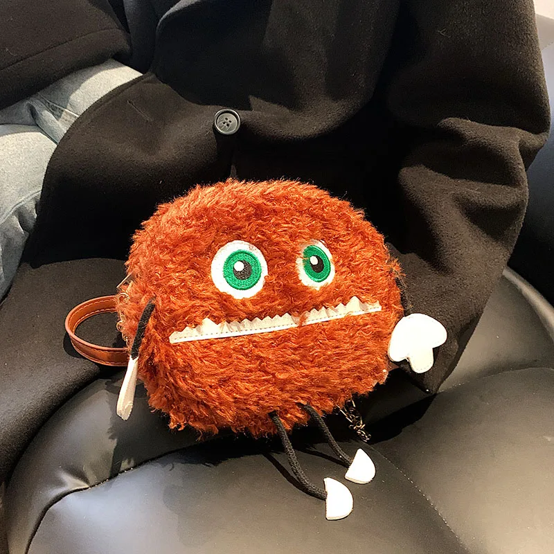 

Симпатичная кавайная сумка, Женская плюшевая сумка через плечо с мультяшной куклой для дам, зимняя мягкая пушистая сумка через плечо, маленькая сумка для телефона, кошелек, сумка