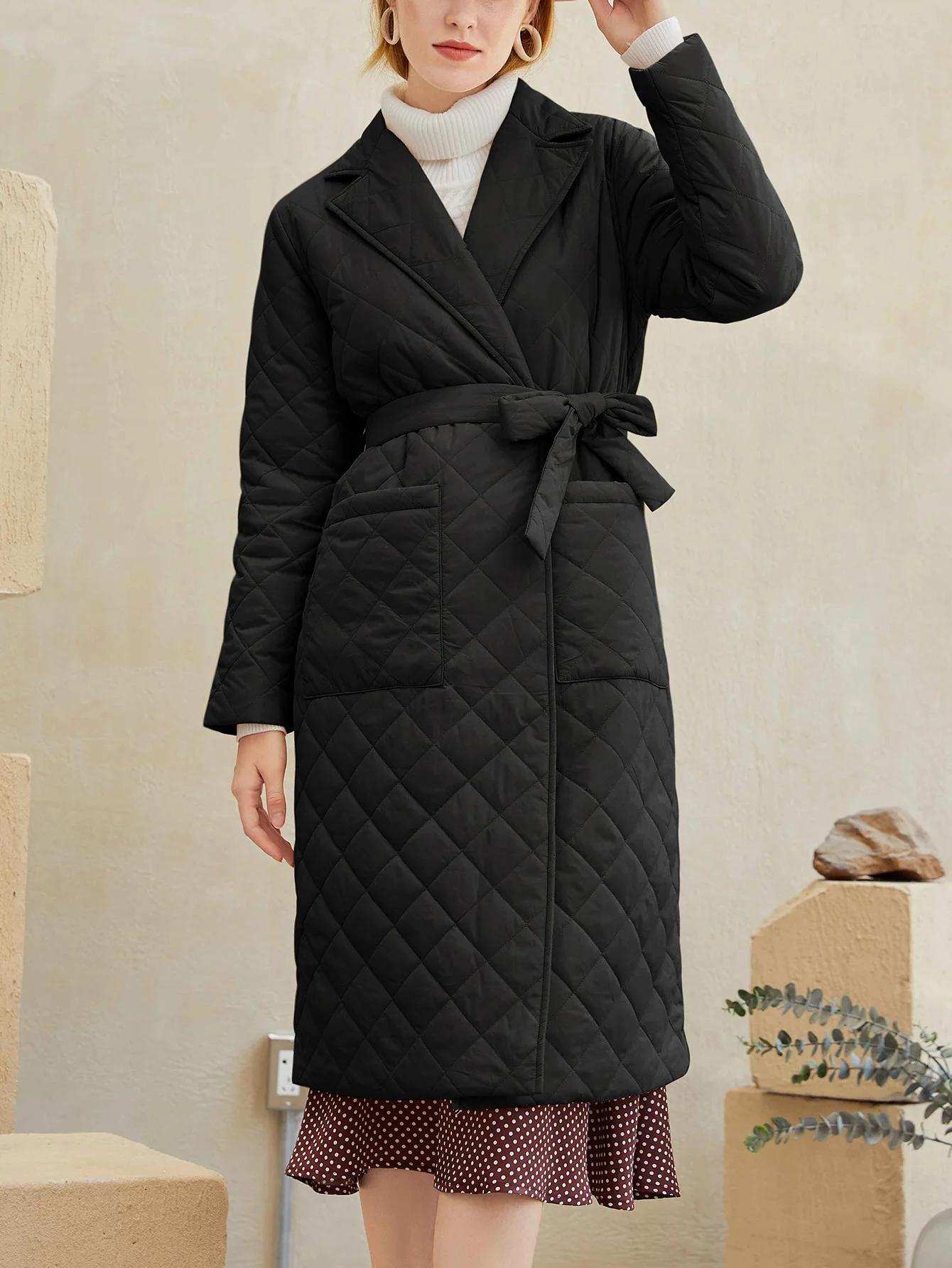 New Winter Women's Warm Coat, Elegant Women's Lace Up Robe, Thickened Cotton Jacket