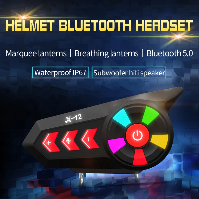 

Motorcycle Bluetooth 5.0 1200mAh Battery Helmet Headset Wireless Handsfree-call Stereo Earphone With Ambient Light Headphones